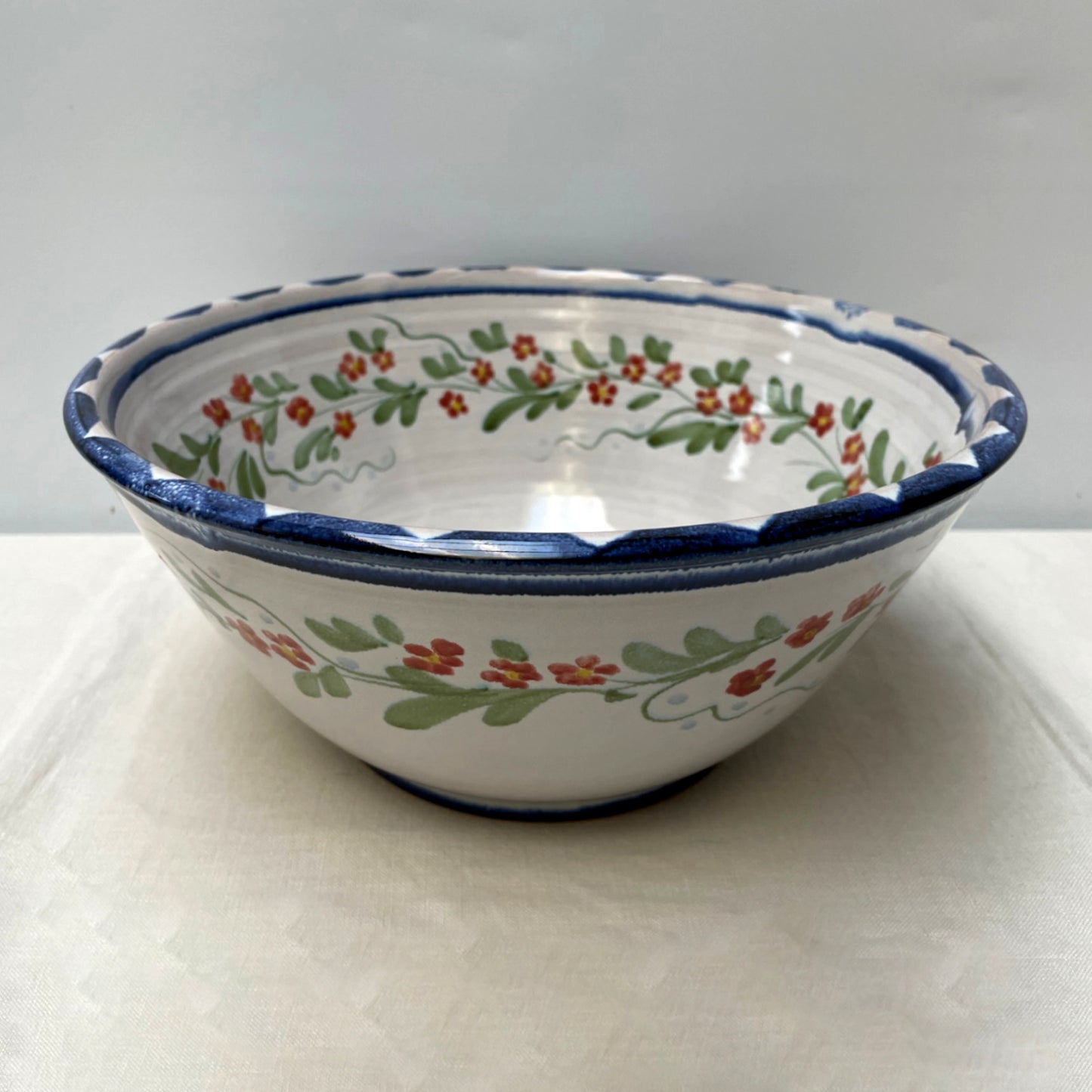 Personalised Handmade Ceramic Salad Bowl - Pimpernel in Blue