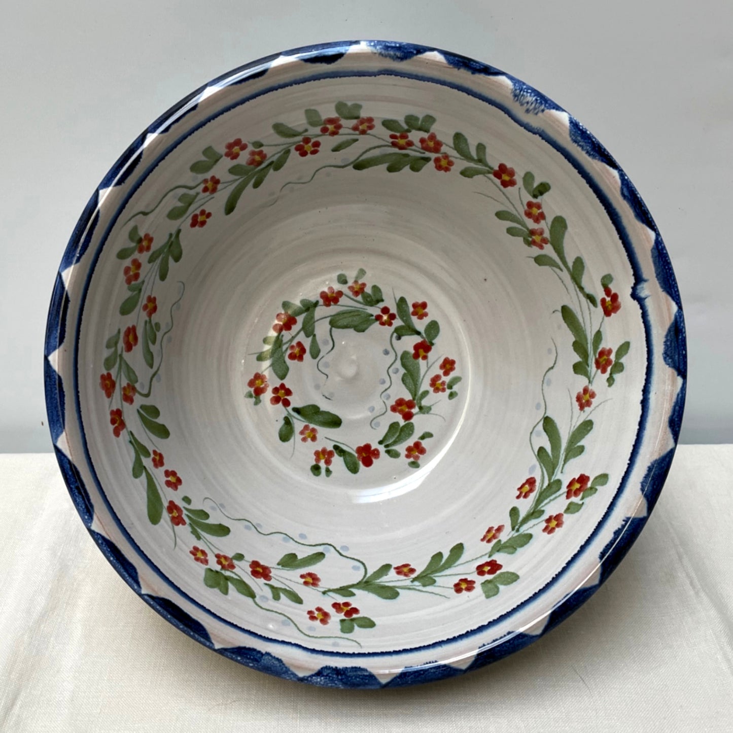 Personalised Handmade Ceramic Salad Bowl - Pimpernel in Blue