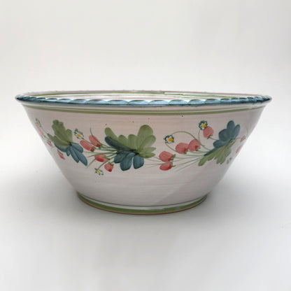 Personalised Handmade Ceramic Salad Bowl - Strawberry in Blue & Green