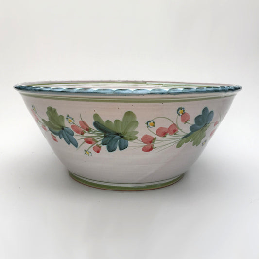 Personalised Handmade Ceramic Salad Bowl - Strawberry in Blue & Green