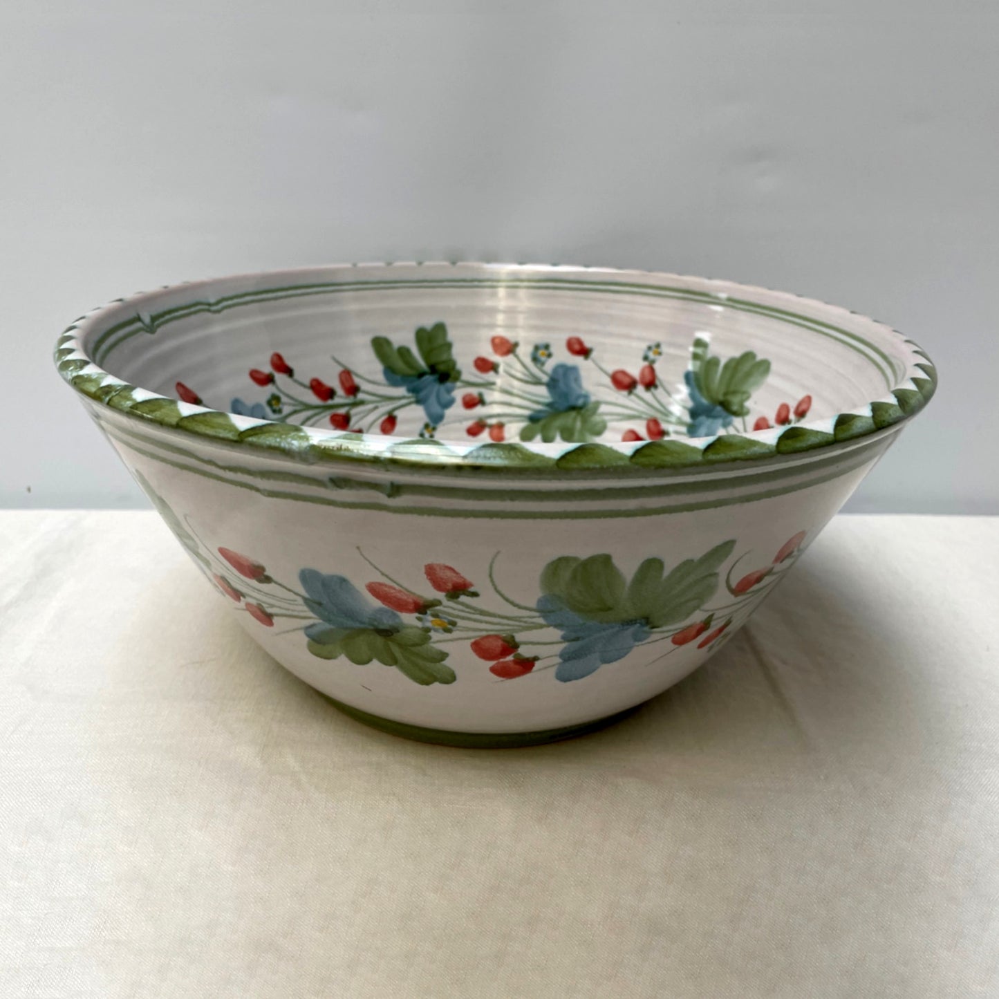 Personalised Handmade Ceramic Salad Bowl - Strawberry in Lime