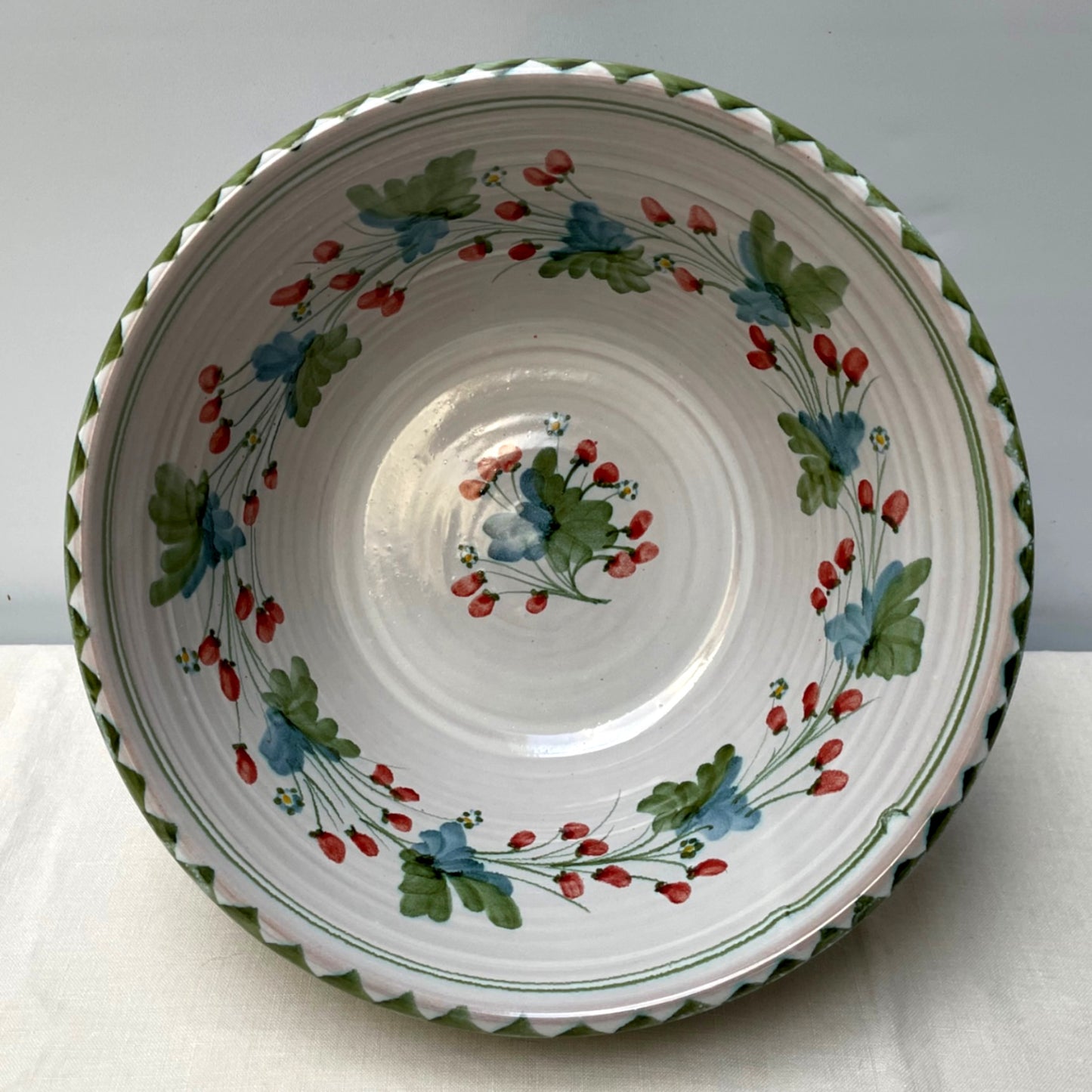 Personalised Handmade Ceramic Salad Bowl - Strawberry in Lime
