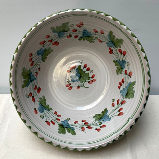 Personalised Handmade Ceramic Salad Bowl - Strawberry in Lime