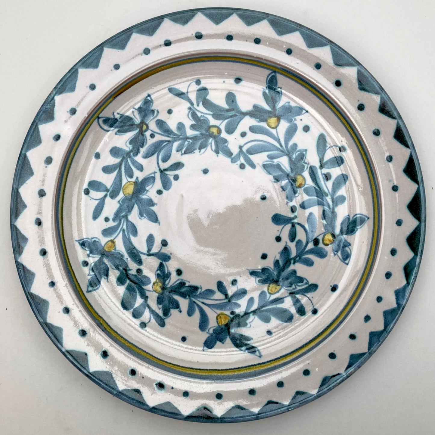 Personalised Handmade Ceramic Platter - Cornflower in Teal & Yellow
