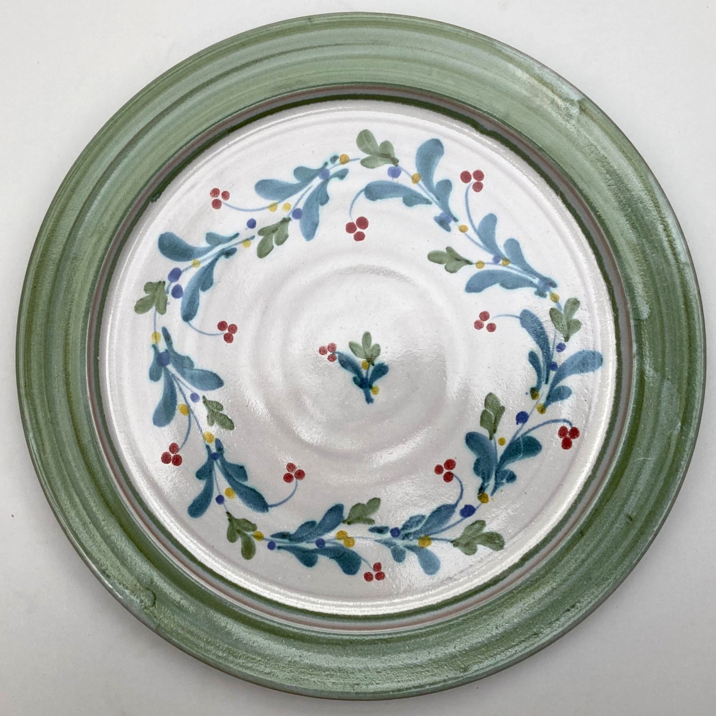 Personalised Handmade Ceramic Platter - Mistletoe in Lime & Teal