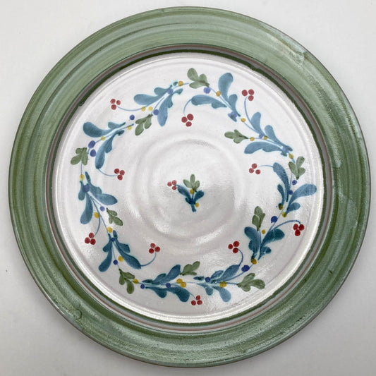 Personalised Handmade Ceramic Platter - Mistletoe in Lime & Teal