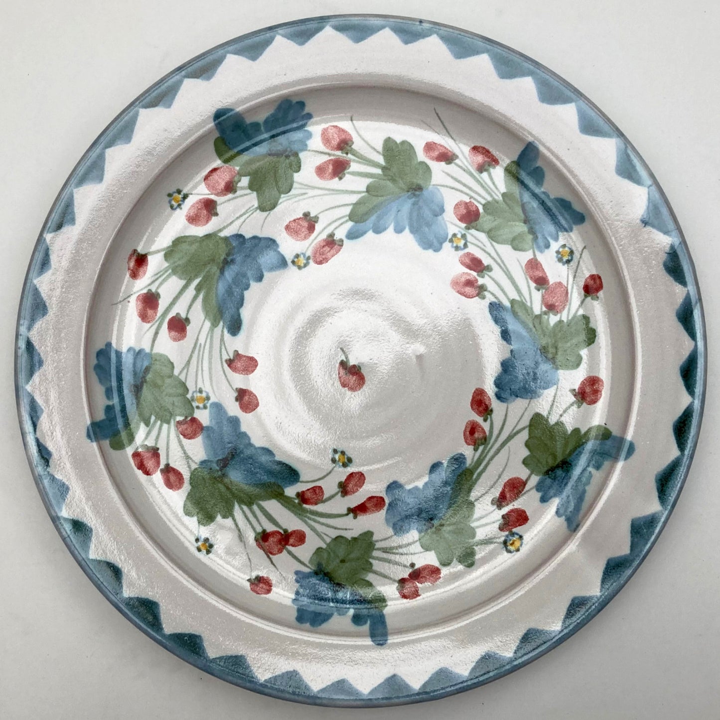 Personalised Handmade Ceramic Platter - Strawberry in Blue & Green
