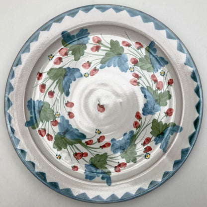 Personalised Handmade Ceramic Platter - Strawberry in Blue & Green