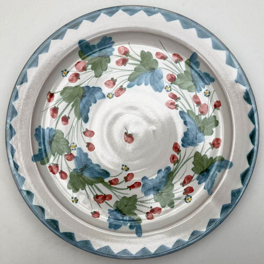 Personalised Handmade Ceramic Platter - Strawberry in Blue & Green