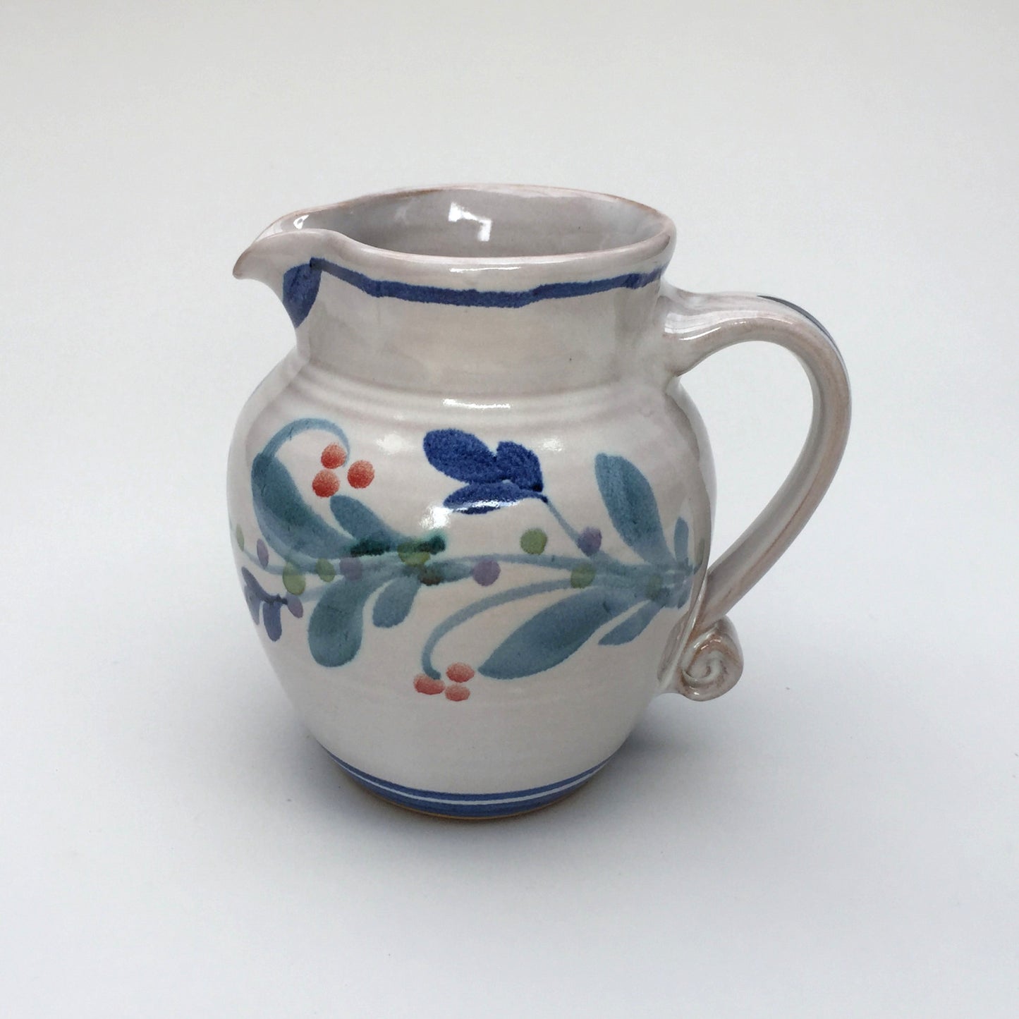 Personalised Handmade Ceramic Round Jug - Mistletoe in Blue & Teal