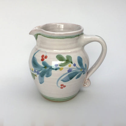 Personalised Handmade Ceramic Round Jug - Mistletoe in Lime & Teal
