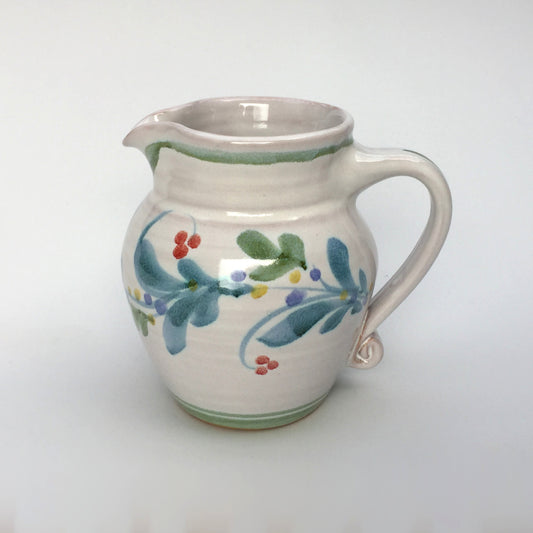 Personalised Handmade Ceramic Round Jug - Mistletoe in Lime & Teal