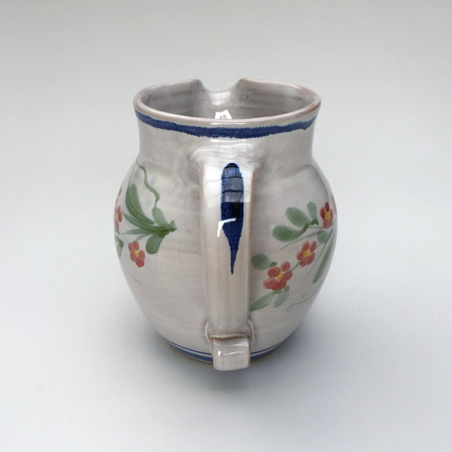 Personalised Handmade Ceramic Round Jug - Pimpernel in Blue