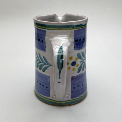 Personalised Handmade Ceramic Straight Water Jug - Danish in  Teal & Purple