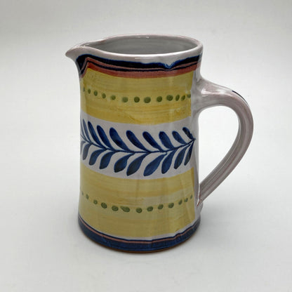 Personalised Handmade Ceramic Straight Water Jug - Danish in Blue & Yellow