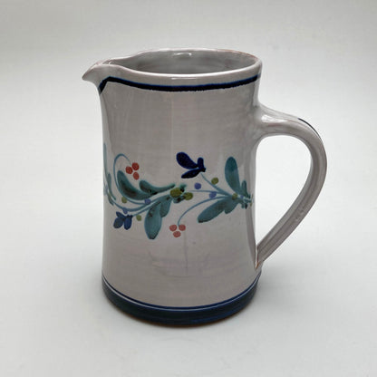 Personalised Handmade Ceramic Straight Water Jug - Mistletoe in Blue & Teal