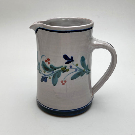 Personalised Handmade Ceramic Straight Water Jug - Mistletoe in Blue & Teal