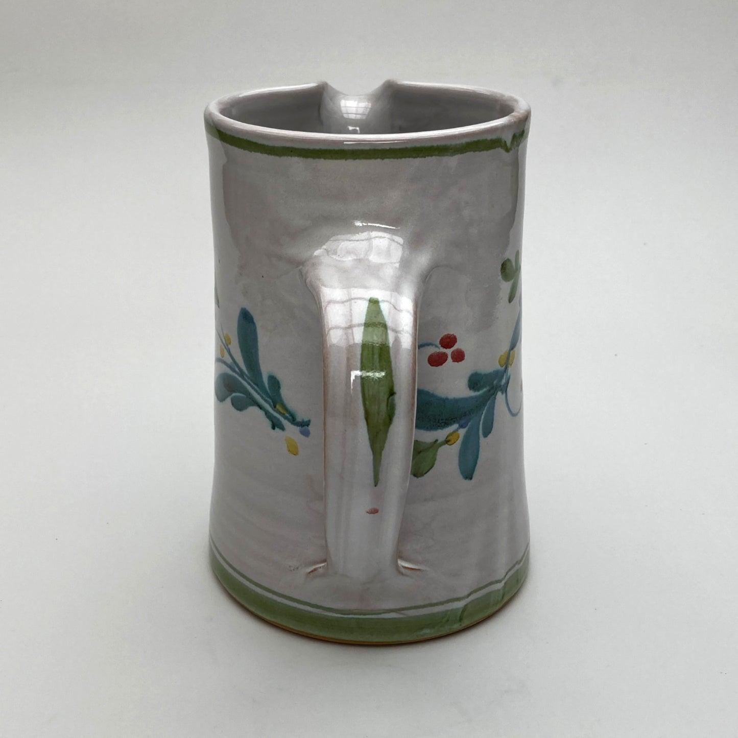 Personalised Handmade Ceramic Straight Water Jug - Mistletoe in Lime & Teal