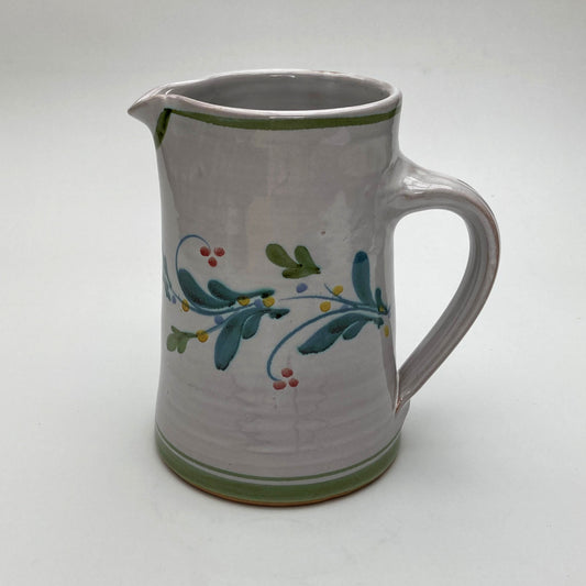 Personalised Handmade Ceramic Straight Water Jug - Mistletoe in Lime & Teal