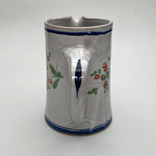 Personalised Handmade Ceramic Straight Water Jug - Pimpernel in Blue