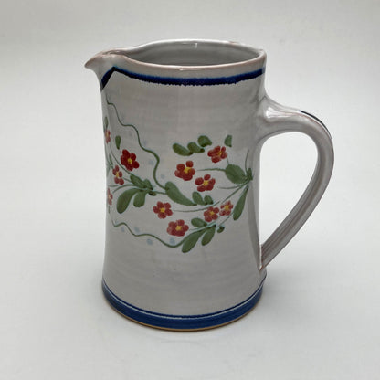 Personalised Handmade Ceramic Straight Water Jug - Pimpernel in Blue