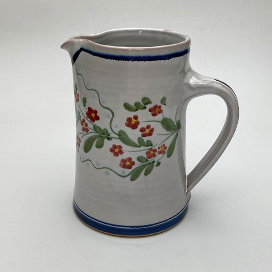 Personalised Handmade Ceramic Straight Water Jug - Pimpernel in Blue