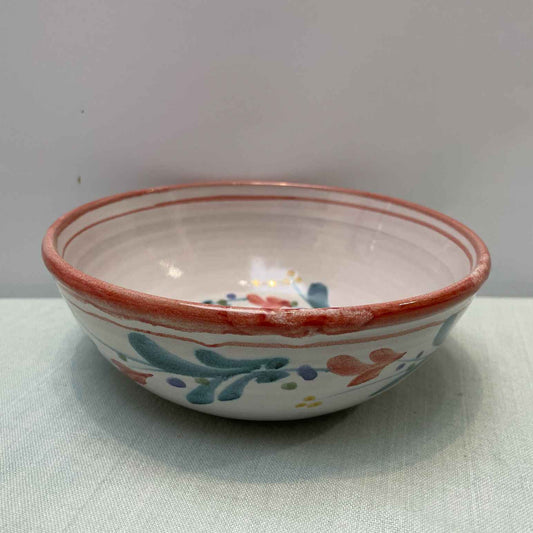 Handmade Ceramic Cereal Bowl – Mistletoe in Coral & Teal