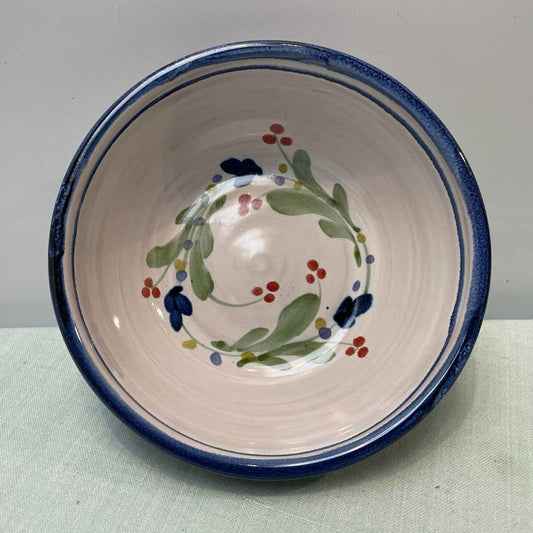 Handmade Ceramic Cereal Bowl – Mistletoe in Blue & Lime