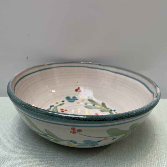 Handmade Ceramic Cereal Bowl – Mistletoe in Lime & Teal