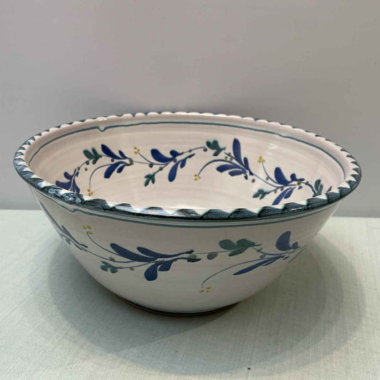 Large Handmade Ceramic Salad Bowl – Mistletoe in Blue & Teal