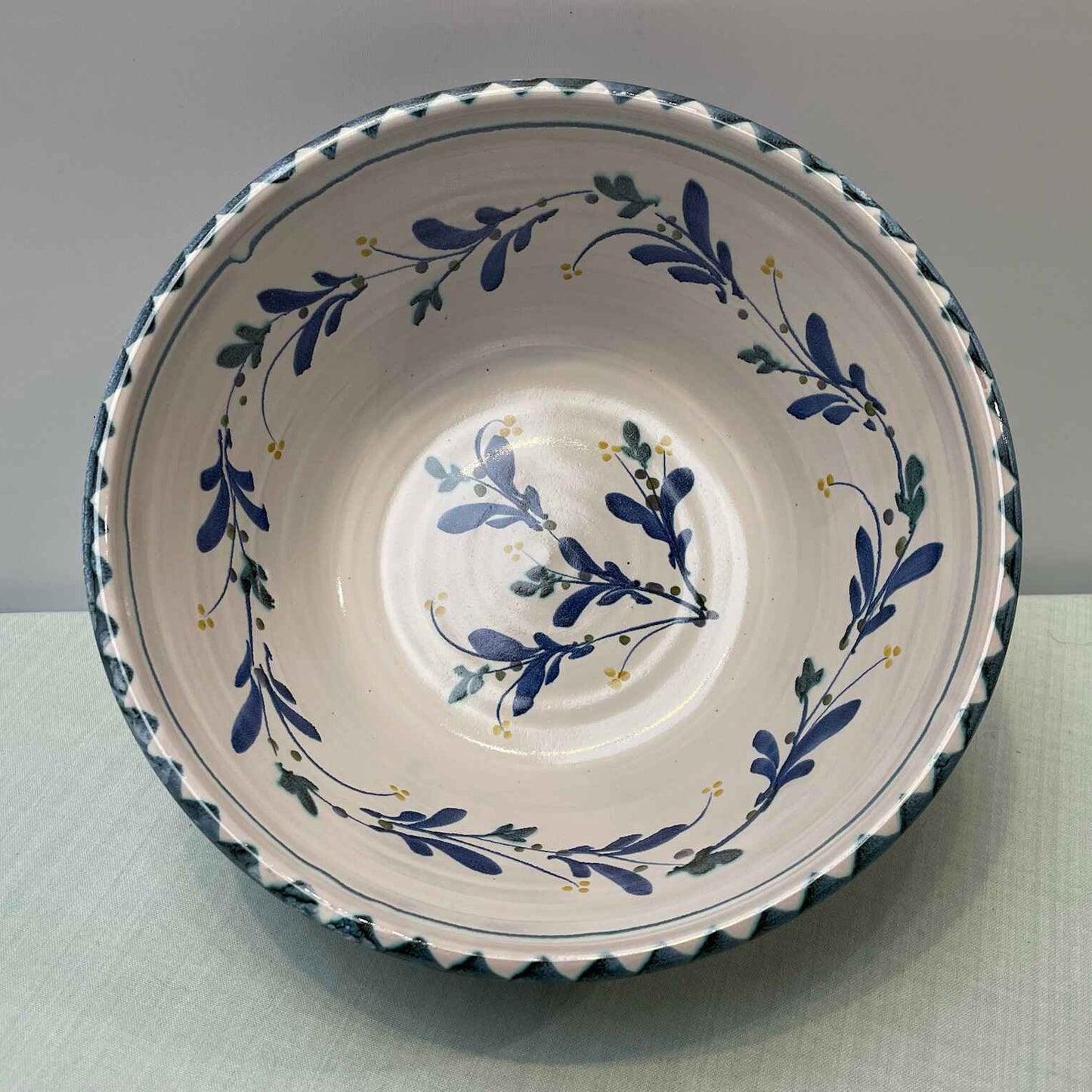 Large Handmade Ceramic Salad Bowl – Mistletoe in Blue & Teal