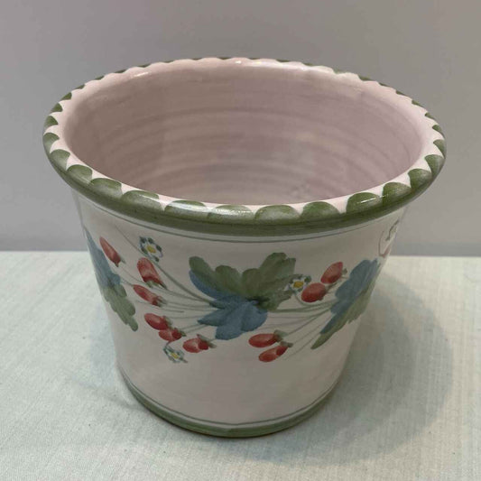 Large Handmade Ceramic Plant Pot Cover – Mistletoe in Lime & Teal