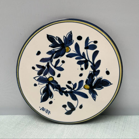 Handmade Ceramic 6" Mat – Cornflower in Blue & Yellow