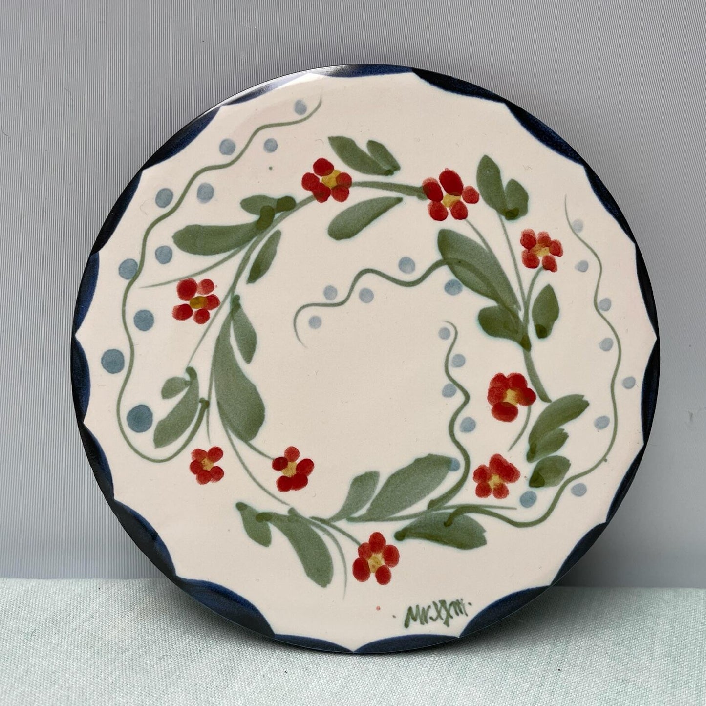 Handmade Ceramic 6" Mat – Pimpernel in Blue