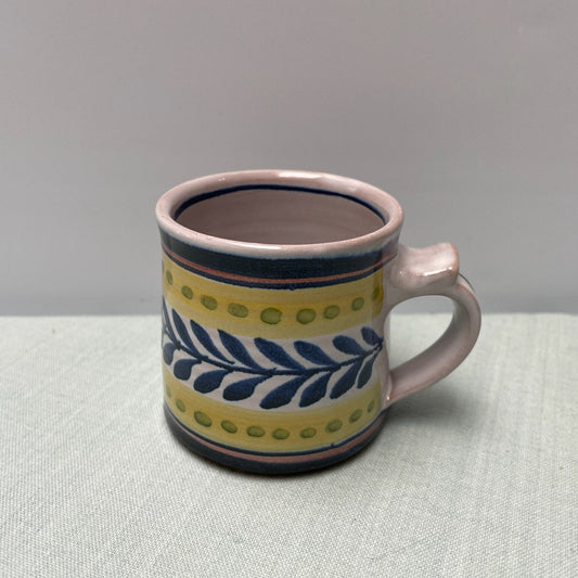 Handmade Ceramic Small Mug – Danish in Blue & Yellow