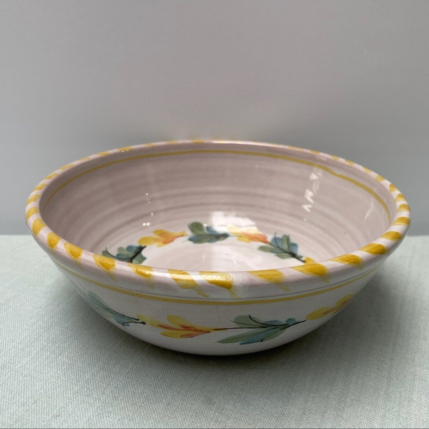 Handmade Ceramic Cereal Bowl – Fuchsia in Yellow