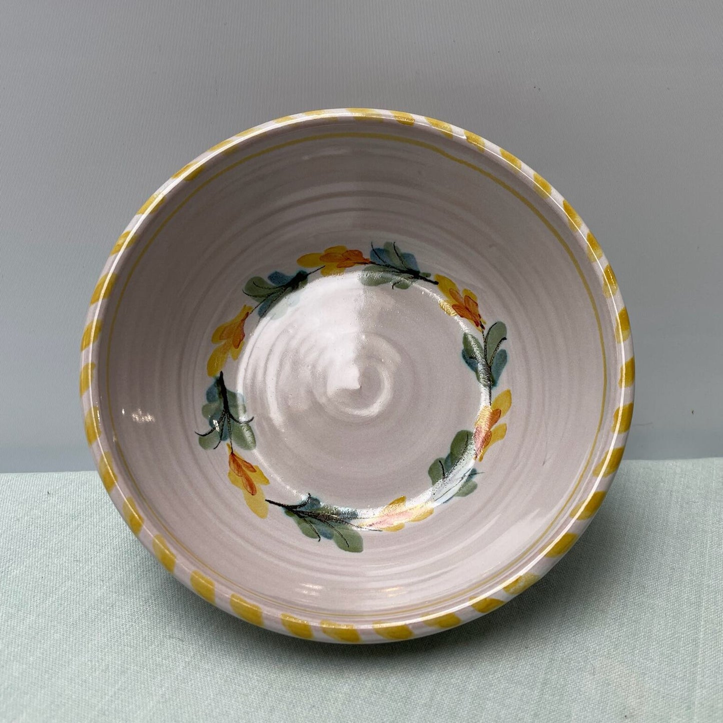 Handmade Ceramic Cereal Bowl – Fuchsia in Yellow