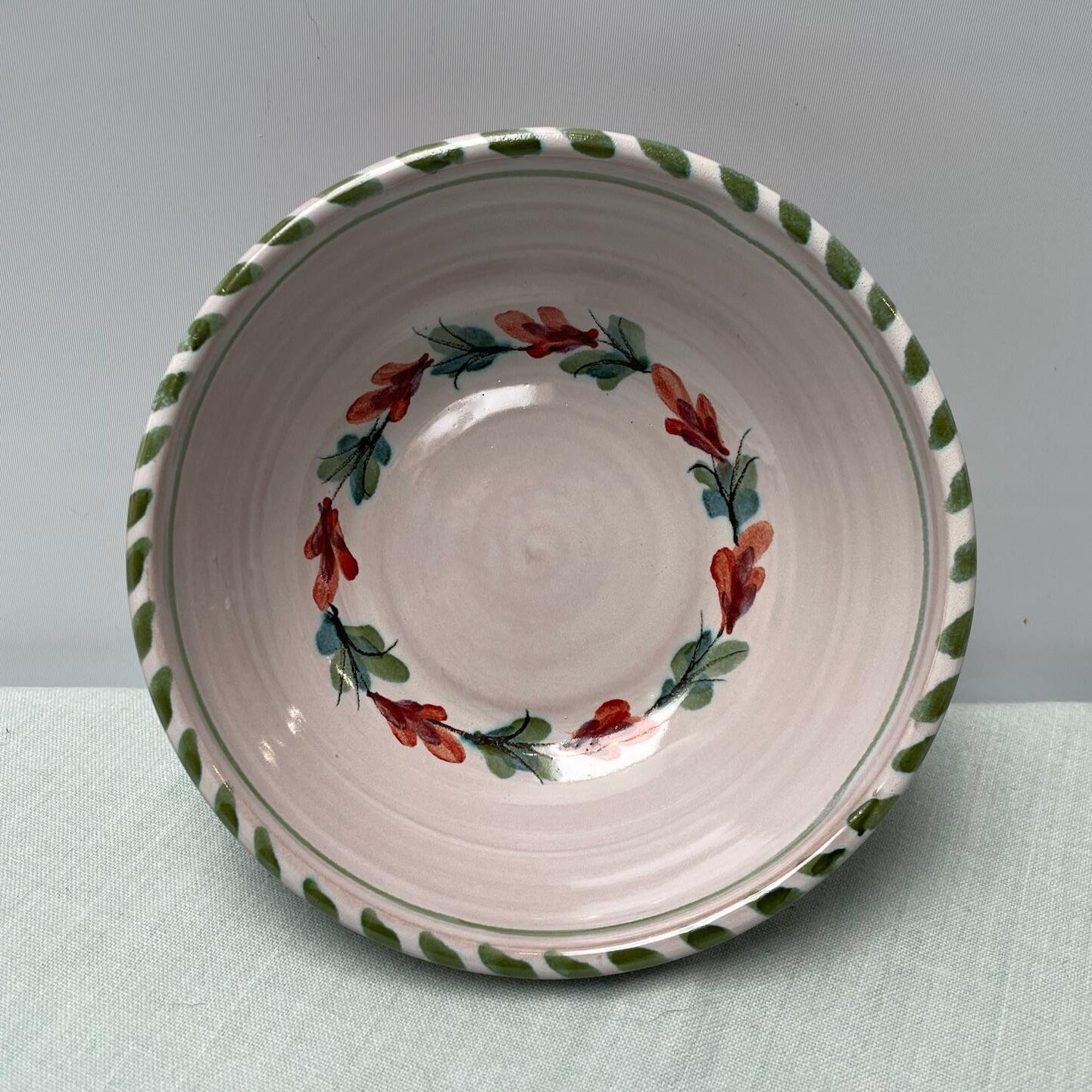 Handmade Ceramic Cereal Bowl – Fuchsia in Lime