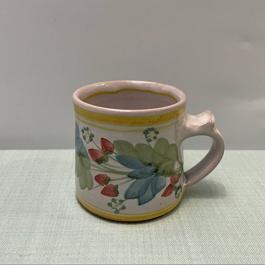 Handmade Ceramic Small Mug – Strawberry in Yellow