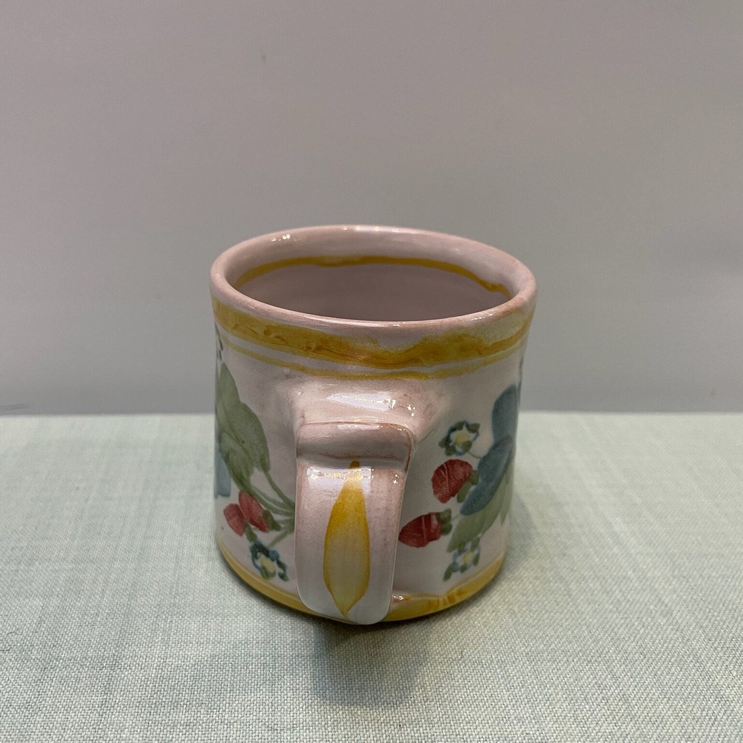 Handmade Ceramic Small Mug – Strawberry in Yellow