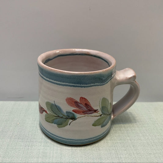 Handmade Ceramic Small Mug – Fuchsia in Teal & Coral