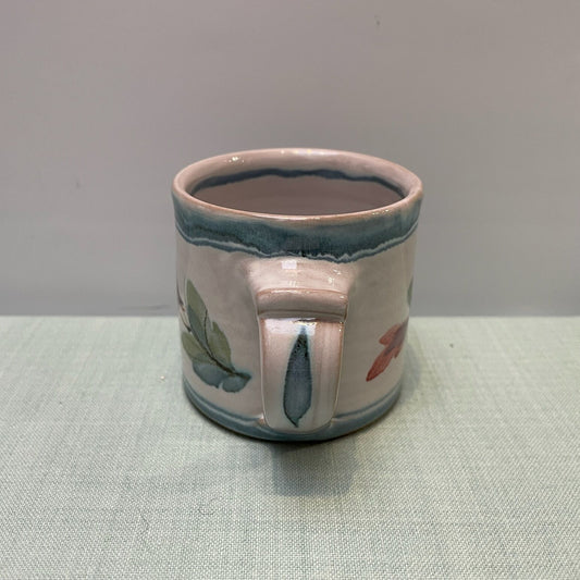 Handmade Ceramic Small Mug – Fuchsia in Teal & Coral