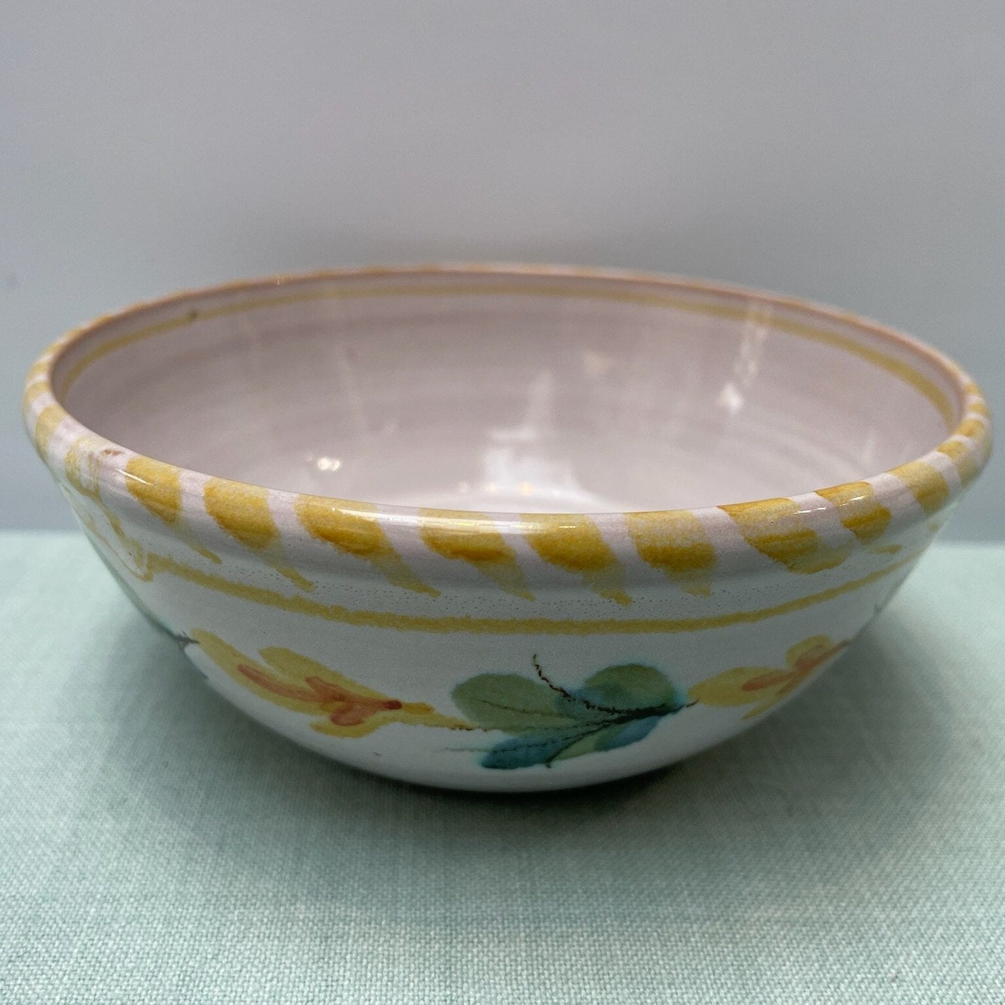 Handmade Ceramic Small Bowl – Fuchsia in Yellow