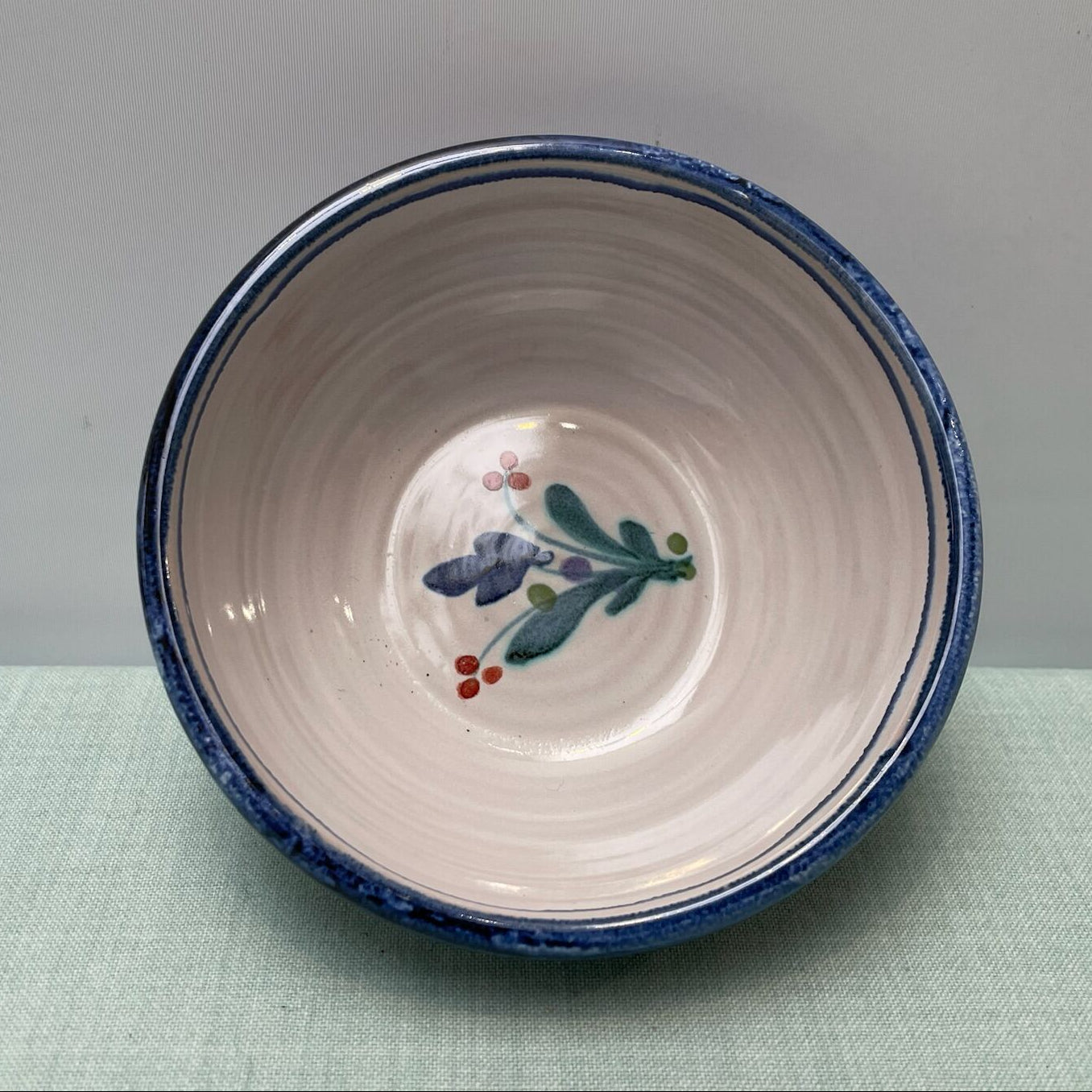 Handmade Ceramic Small Bowl – Mistletoe in Blue & Teal