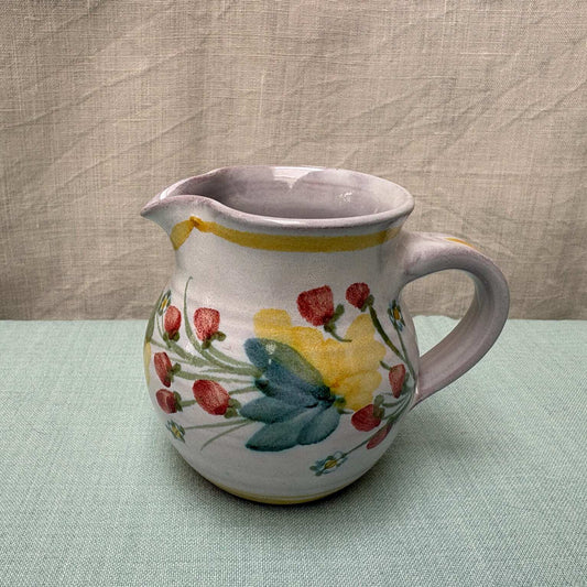 Handmade Ceramic Rounded Cream Jug - Strawberry in Yellow