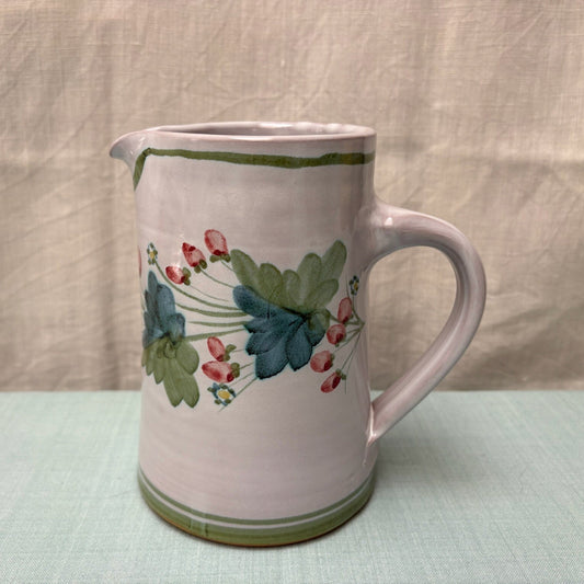 Handmade Ceramic Straight Water Jug - Strawberry in Lime
