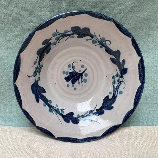 Small Handmade Ceramic Flared Bowl - Italian in Blue