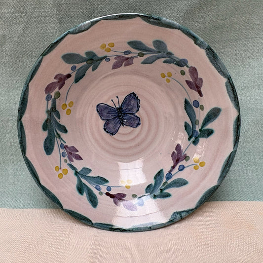 Small Handmade Ceramic Flared Bowl - Mistletoe in Purple Teal