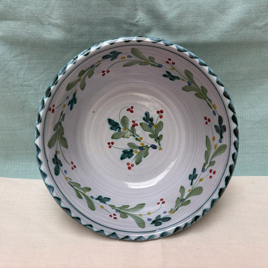 Small Handmade Ceramic Salad Bowl - Mistletoe in Teal Lime