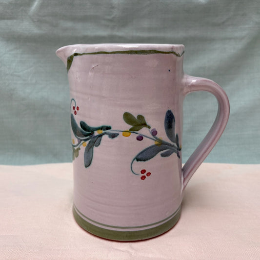 Handmade Ceramic Straight Water Jug - Mistletoe in Lime Teal